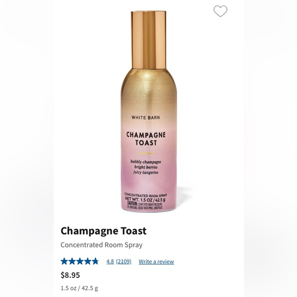 🥂3) - 🥂”CHAMPAGNE TOAST” Concentrated Room Sprays, @1.5 oz / 42.5 g, B&BW, NWTag - Picture 1 of 5